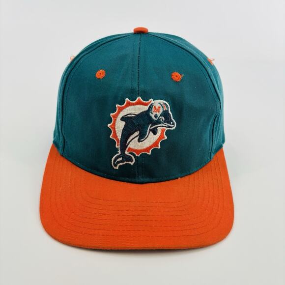 Vintage Miami Dolphins Hat Cap SnapBack Logo 7 90’s NFL Blue Orange - Picture 1 of 7